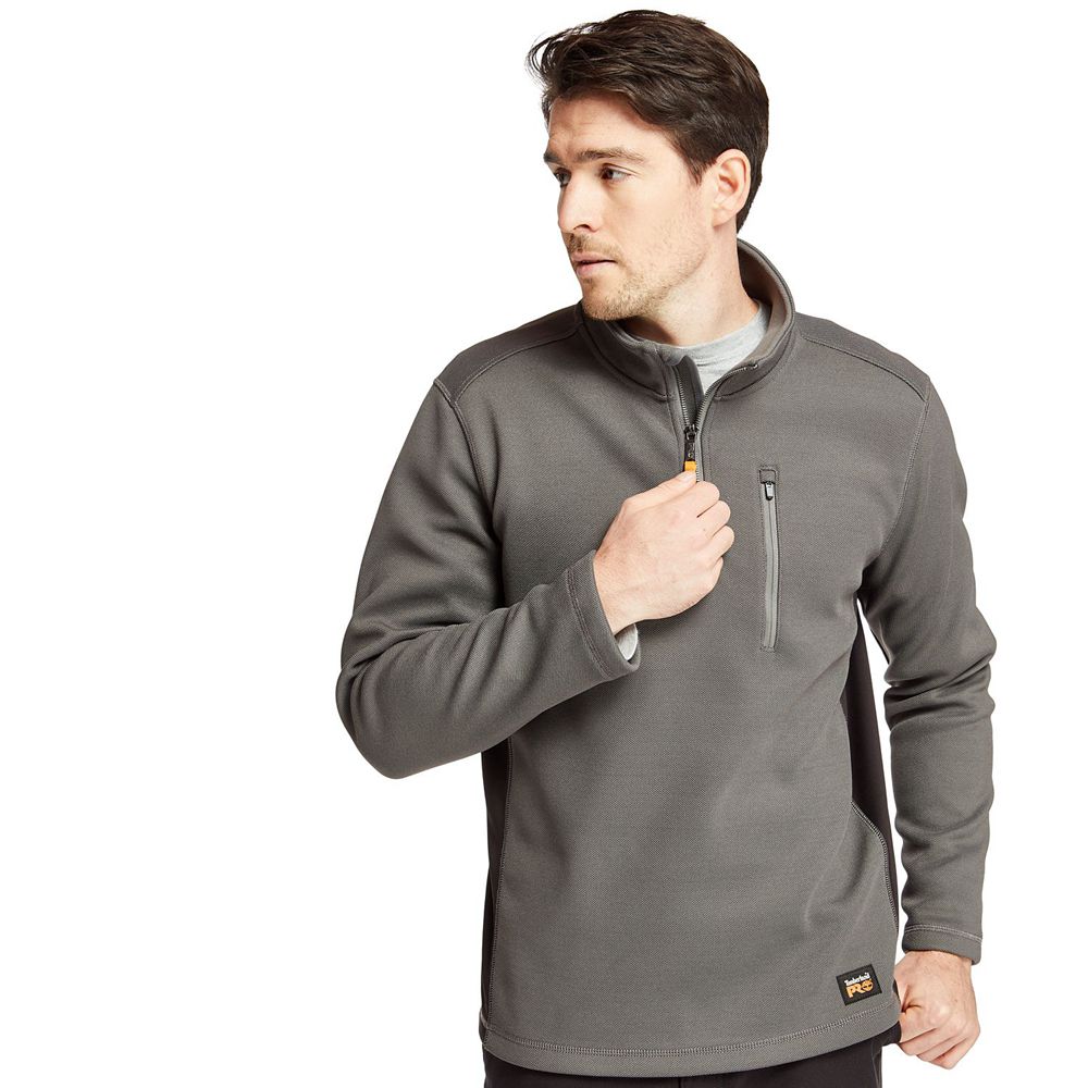 Sudadera Timberland Hombre Pro® Studwall Quarter-Zip Textured Fleece Gris Oscuro - Chile UOK-061245